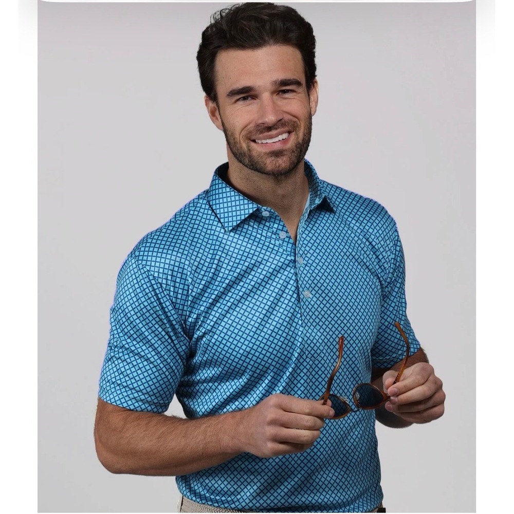 Collars & Co Mens XL Polo Shirt Blue Corsica Dress Collar Performance NEW - Picture 2 of 9